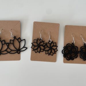 🖤 Bloom in Black – Bloemvormige 3D-geprinte oorbellen